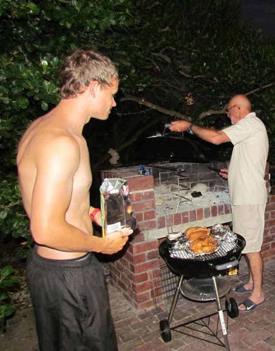Three delicious Weber Chickens for supper
