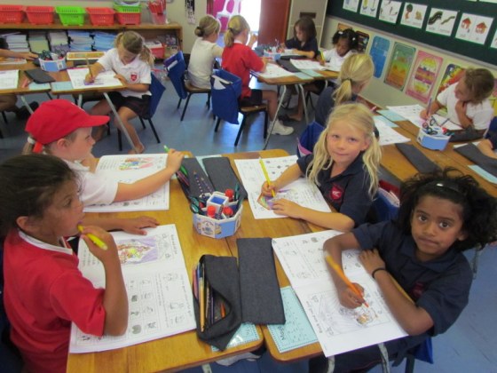 Working hard in our THRASS workbooks