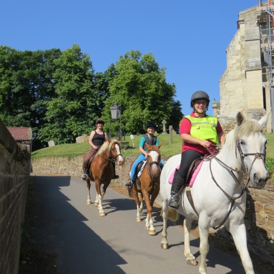 Early Morning Horse Rider pass through the village