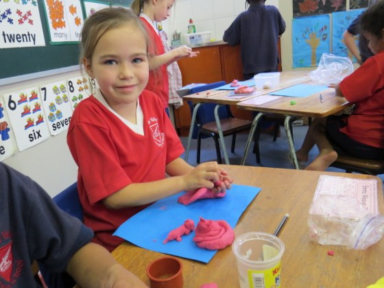 The little fingers getting into it