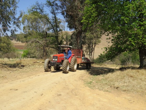 The tractor trudging along