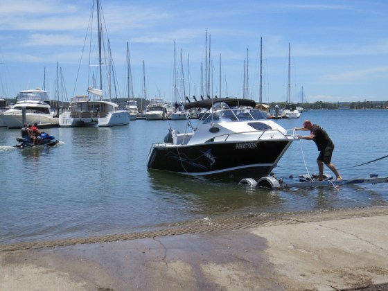 A Boat comes out of the water