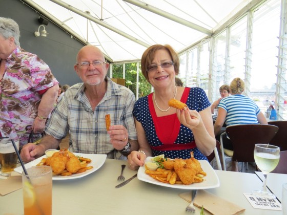 We had prawn cutlets and chips - totally delicious
