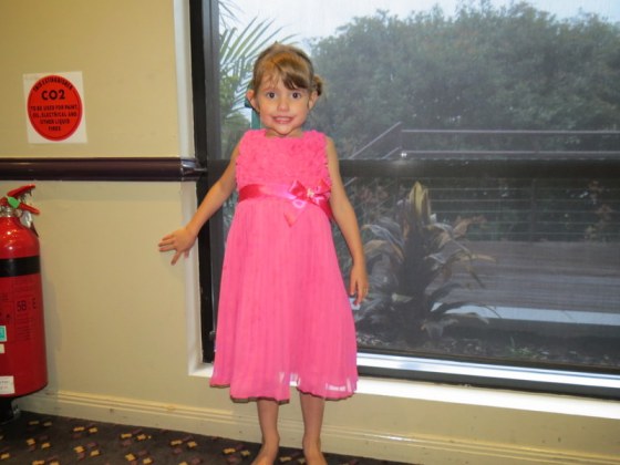 Adelaide in her beautiful Christmas Dinner dress