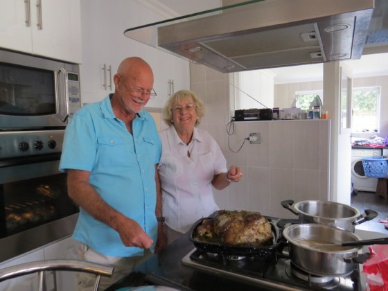 Carol and Earl discussing the roast