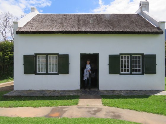 Sharon emerging from the Cooper's cottage