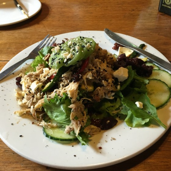 My chicken salad was divine - a variety of greens, avo and camembert cheese!